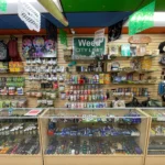 Grinders, incense, vape juice, and stoner apparel at Fox Plaza Smoke Shop.
