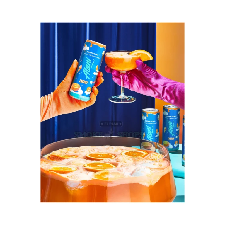 Alani Nu energy drink nutrition and ingredients panel in El Paso, zero sugar 200mg caffeine, 12 fl oz can