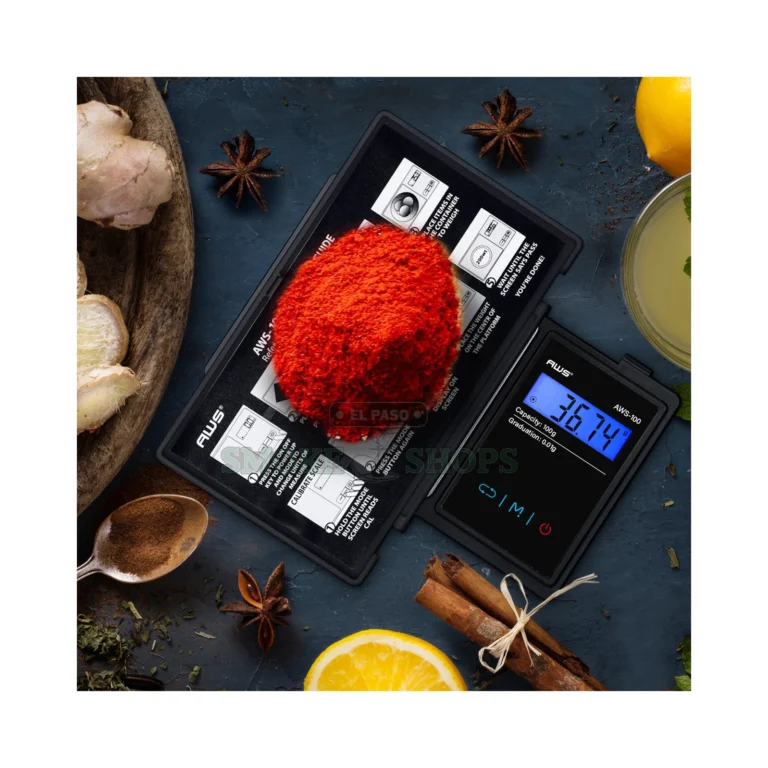 AWS-100 pocket scale in El Paso with flip-up lid open over the stainless steel weighing platform, 100g x 0.01g
