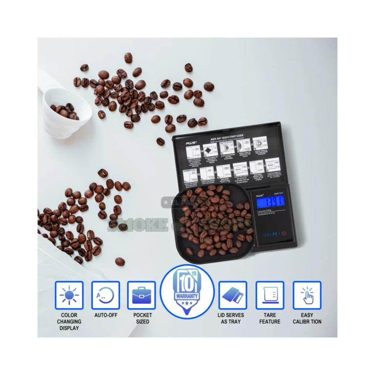 AWS-501 pocket scale in El Paso showing backlit LCD readout, 0.1 g readability, same-day in-store pickup