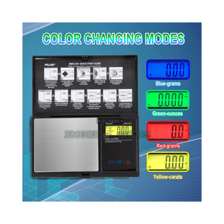 AWS-501 digital pocket scale in El Paso with flip-up lid closed, compact black scale, pickup at 10 stores