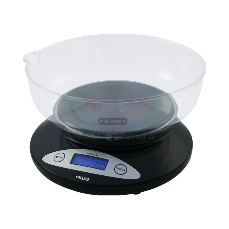 AWS Bowl 2K digital scale with the 2 liter removable bowl seated on the platform in El Paso, 2000 g x 0.1 g