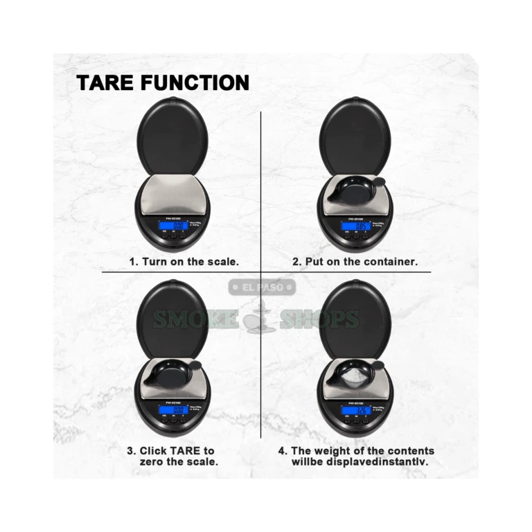 AWS ES-100 pocket scale with flip-top lid open in El Paso, cover doubles as an expansion tray, 100g x 0.01g scale