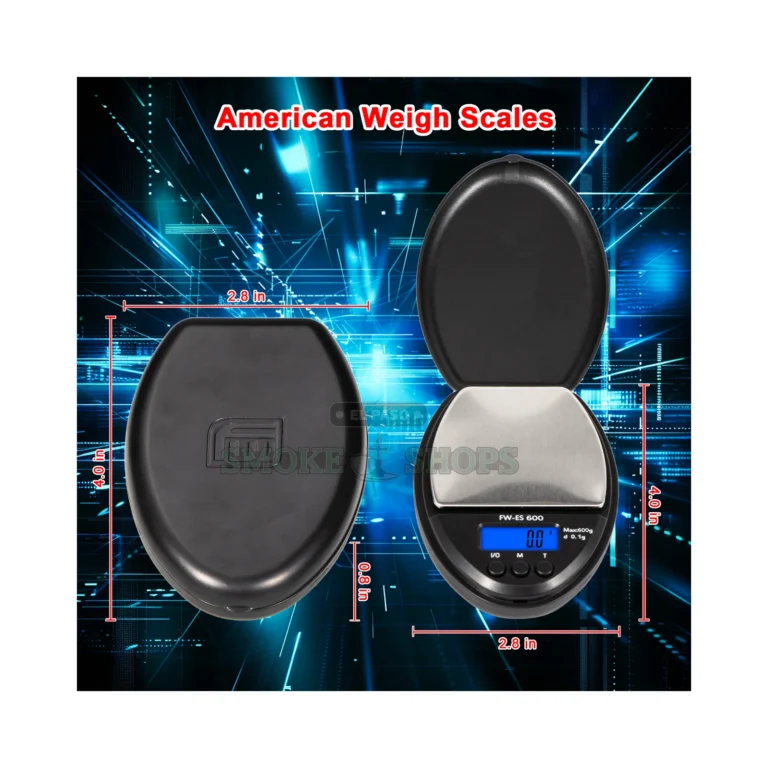 AWS ES-600 pocket scale in El Paso showing back-lit LCD reading grams, 600g x 0.1g resolution, pick up today