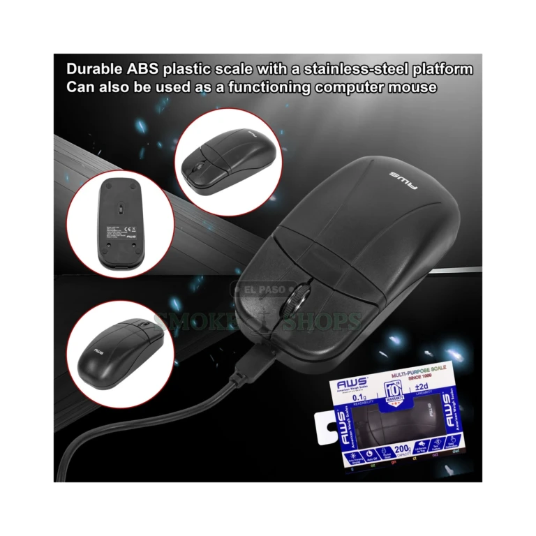 AWS Mouse MSC-650 scale in El Paso charging by USB cable on its internal rechargeable battery, no AAA cells