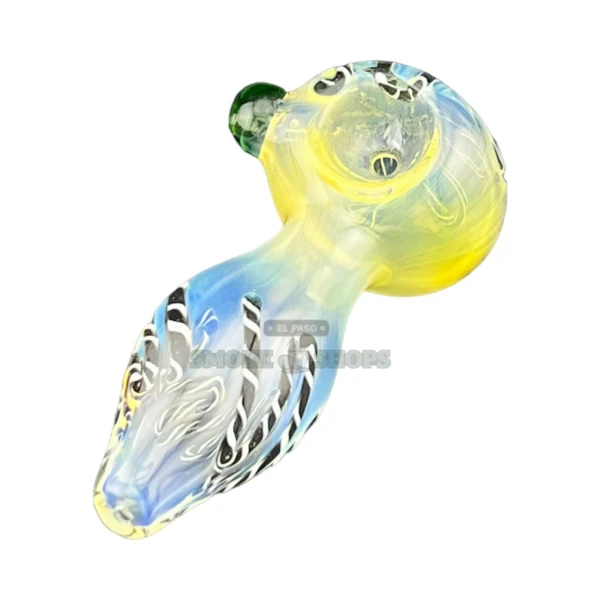 Bikini Bottom's glass spoon hand pipe in El Paso, clear glass with orange black white and green accents, same-day pickup