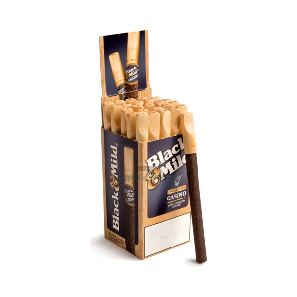 Black and Mild Casino wood tip cigarillo in El Paso, bourbon-caramel pipe blend, 5 in by 30 ring, same-day pickup