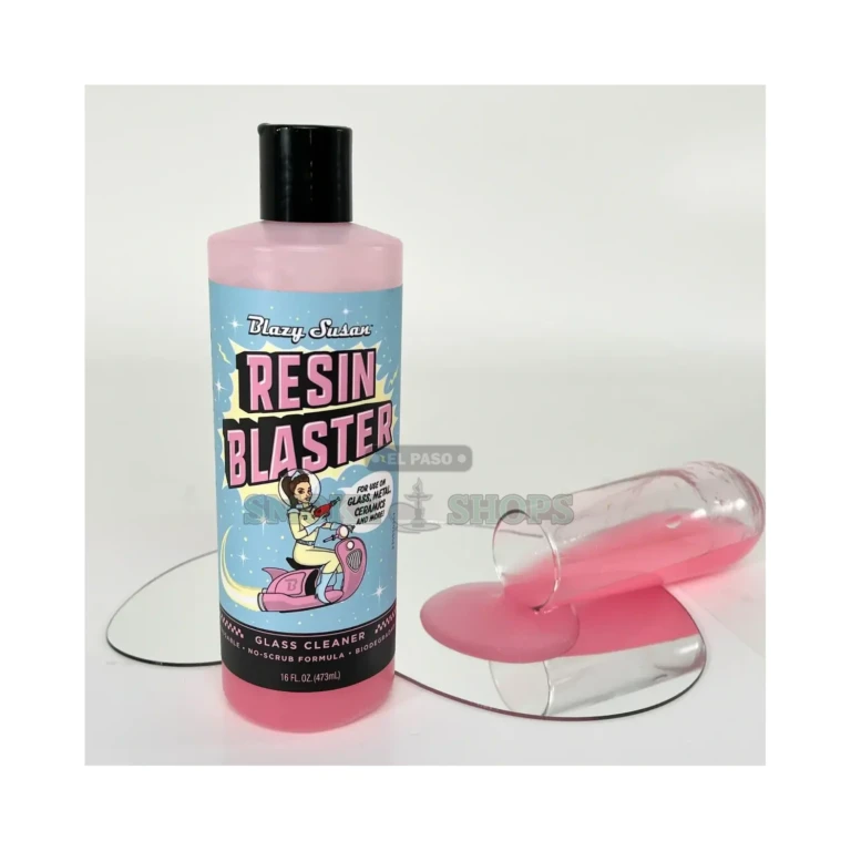Blazy Susan Resin Blaster glass cleaner label in El Paso, 16 fl oz silica-clay formula for glass and quartz pieces