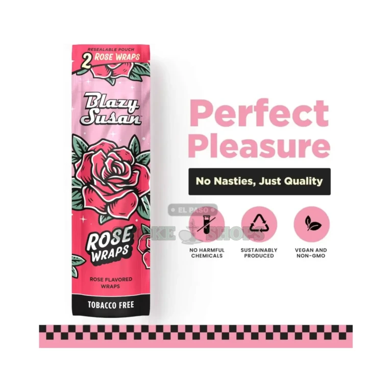 Blazy Susan Rose Wraps 2-pack in El Paso, tobacco-free wood paper with real rose extract, same-day pickup