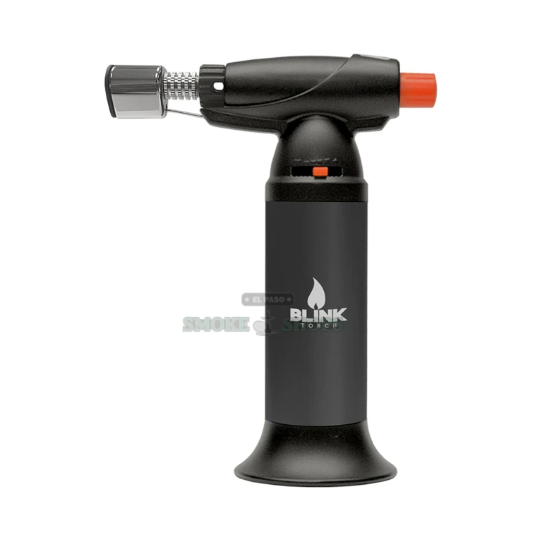 Blink MB01 gun-style butane torch lighter in El Paso showing flame dial and base refill valve, in Green, Black and Red