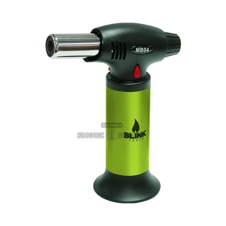 Blink MB04 torch lighter side view in El Paso showing flame knob and built-in stand, refillable butane, in stock