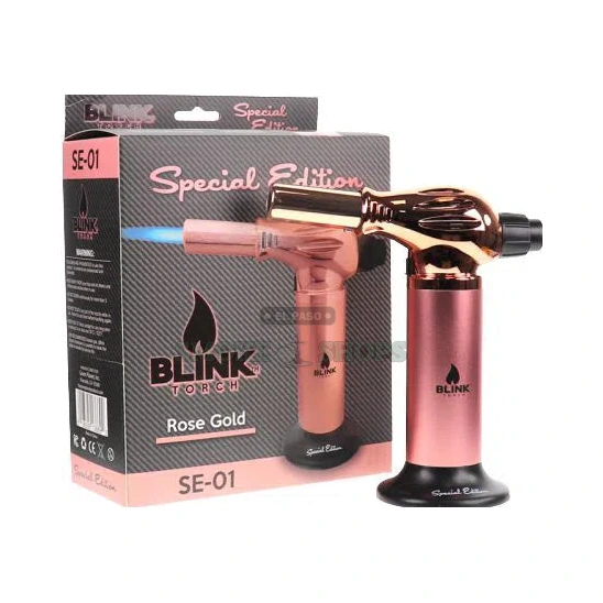 Blink SE01 butane torch lighter in El Paso showing push-button ignition and safety lock, refillable single jet torch