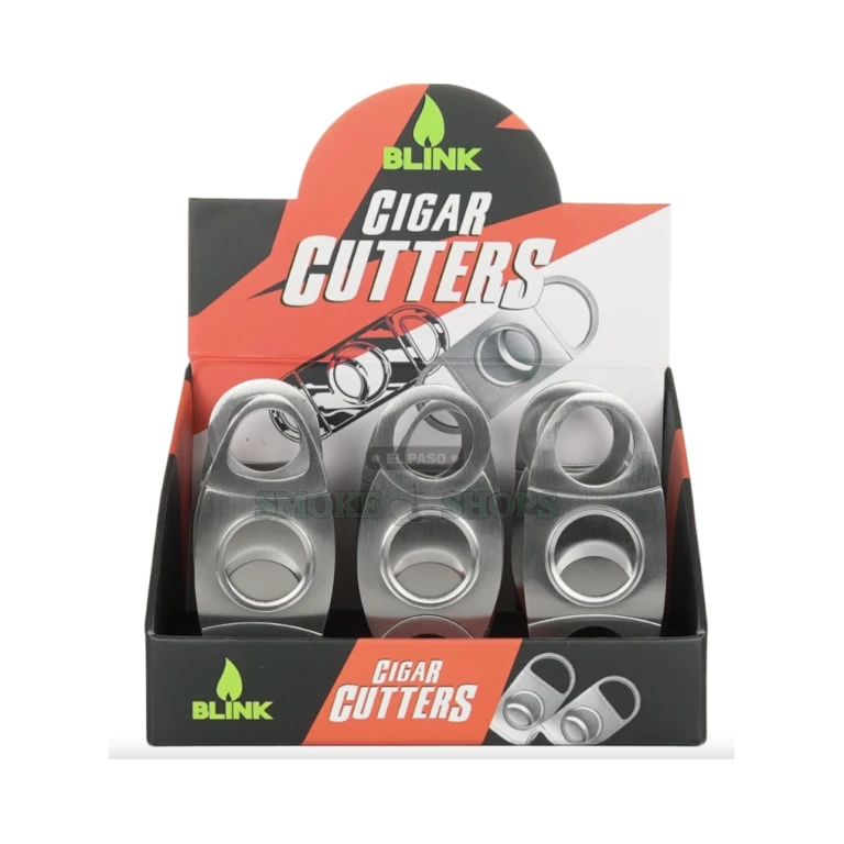 Silver Blink double-blade cigar cutter in El Paso, slim ambidextrous guillotine for premium cigars, in-store pickup today