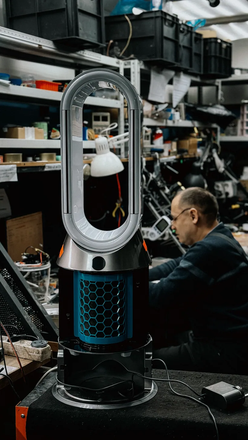 Modern tower air purifier with a visible honeycomb HEPA and carbon filter cartridge in its base, at El Paso Smoke Shops