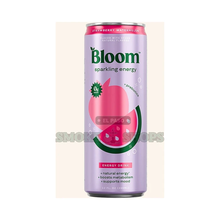 Sugar Free Prebiotic Sparkling Energy Drink Bloom StrawberryWatermelon at El Paso Smoke Shop, in stock for same-day p