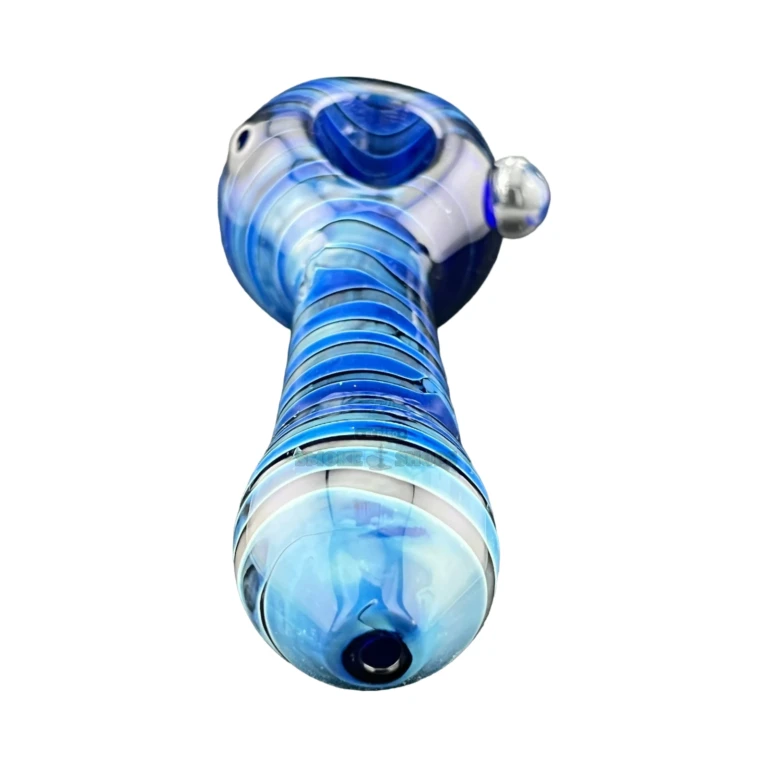 Blue Stripes glass pipe bowl close-up in El Paso, 18 mm bowl for tobacco use, El Paso Smoke Shops
