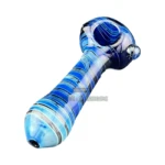 Blue Stripes Glass Spoon Hand Pipe thumbnail