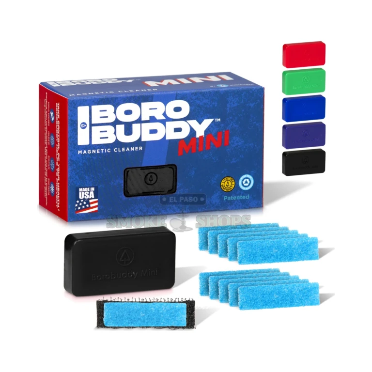 BoroBuddy Mini magnetic glass cleaner in El Paso, compact scrubber for small water pipes and rigs, 11 pads included