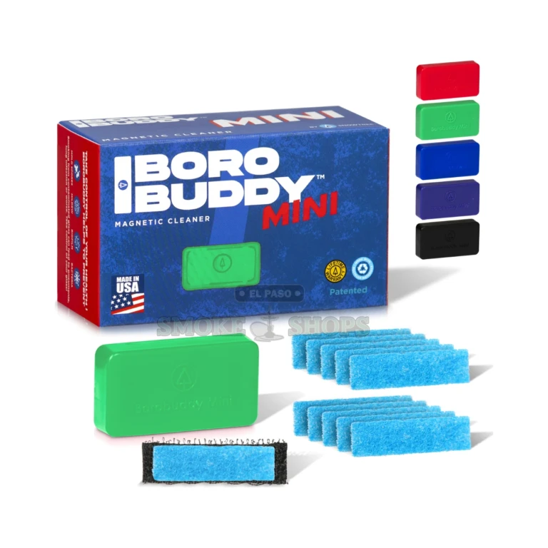 BoroBuddy Mini magnetic glass cleaner in El Paso, compact scrubber for small water pipes and rigs, 11 pads included