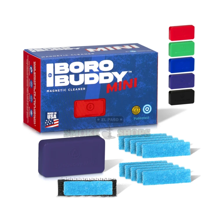 BoroBuddy Mini magnetic glass cleaner in El Paso, compact scrubber for small water pipes and rigs, 11 pads included
