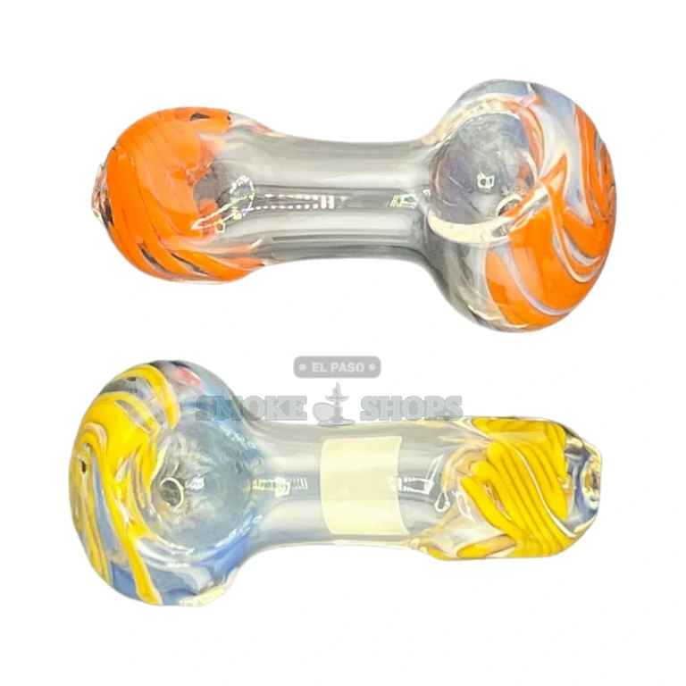 Box Mouth glass spoon pipe standing upright in El Paso, about 85 mm long with a left-side carb, near me