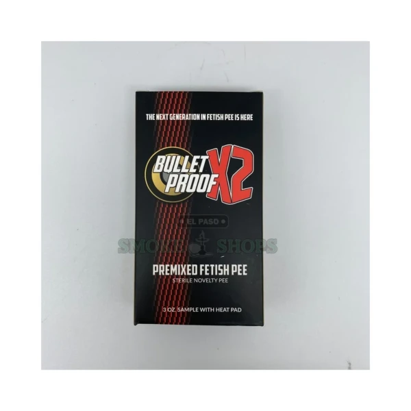 Bulletproof X2 Fetish Pee 3 oz synthetic urine novelty kit box in El Paso, temperature strip and 8-hour heat pad