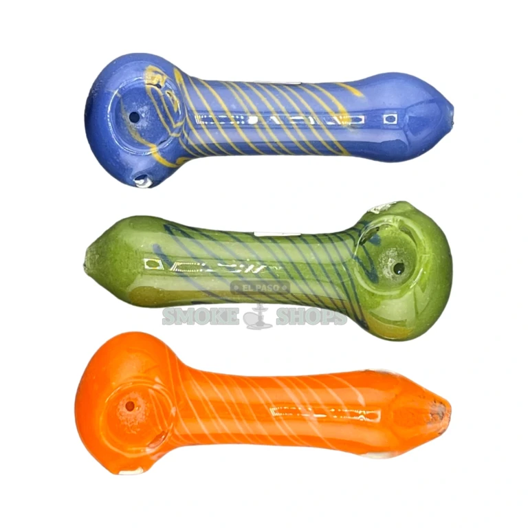 Center Line Frit glass spoon hand pipe in El Paso, colored glass with a frit center swirl, same-day pickup