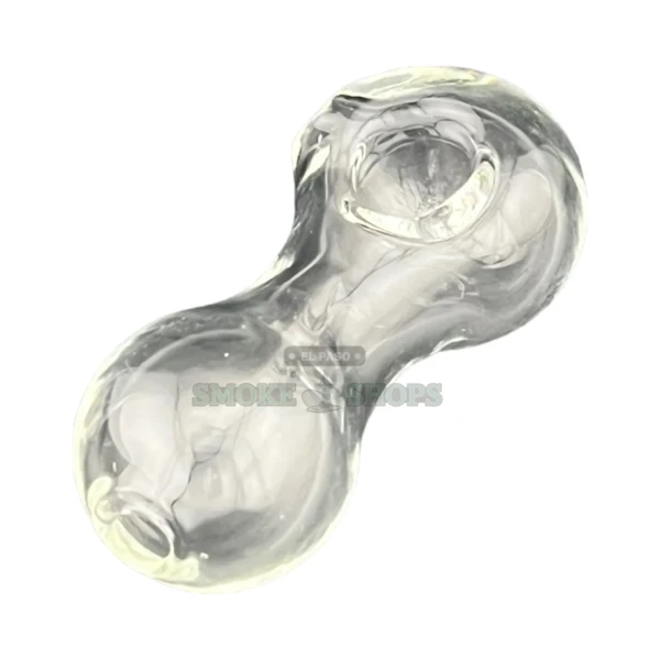 Clear glass spoon hand pipe in El Paso, plain clear body with a wide carb, same-day pickup at El Paso Smoke Shops