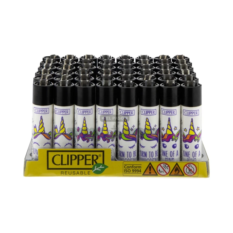 Clipper Unicorn lighter in El Paso, child-resistant ISO 9994 Classic refillable body, in stock at our 10 stores today