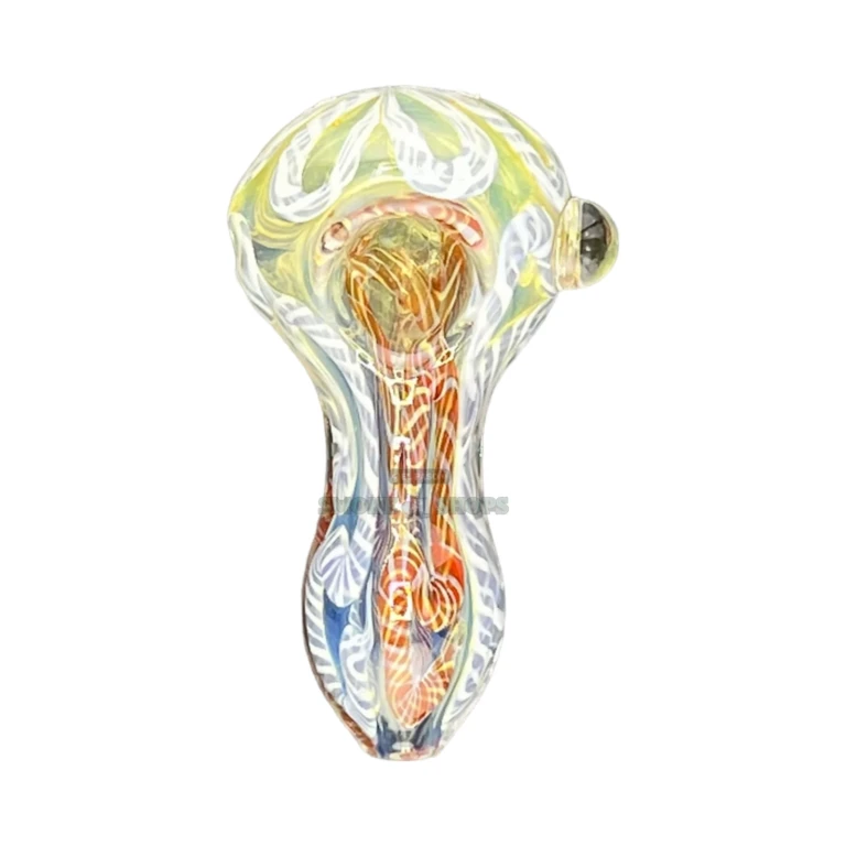Clover Biome borosilicate hand pipe mouthpiece in El Paso, about 78 mm long with a left-side carb, glass pipe