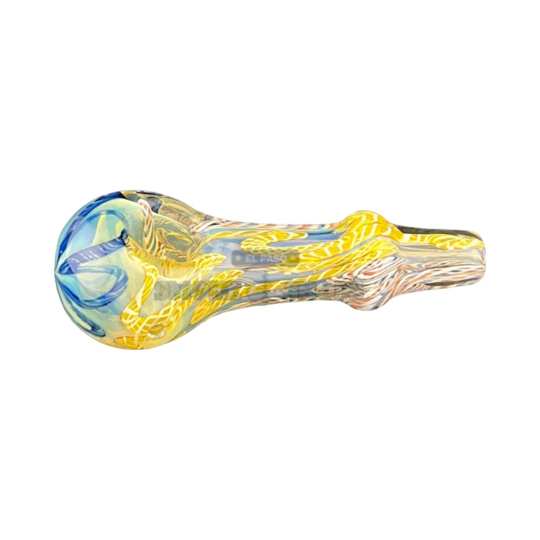 Clover Coral Reef glass spoon pipe side view in El Paso, bumped reef texture, hand pipe near me