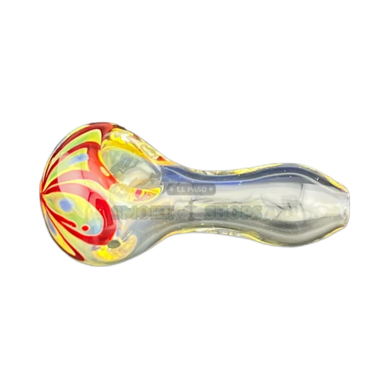 Clover Flower Seed glass spoon pipe side view in El Paso, inside-out floral design, hand pipe near me