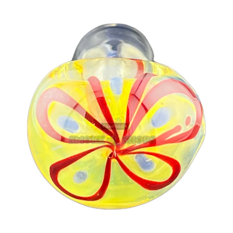 Clover Flower Seed borosilicate hand pipe mouthpiece in El Paso, about 74 mm long with a left-side carb, glass pipe