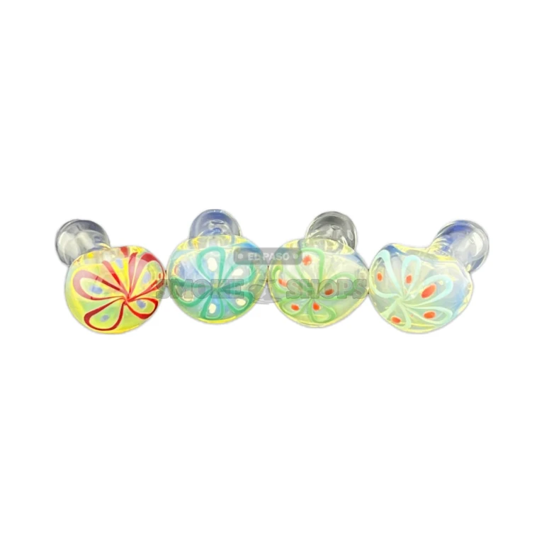 Clover Flower Seed glass spoon pipe standing upright in El Paso, smooth clear glass, glass pipe near me