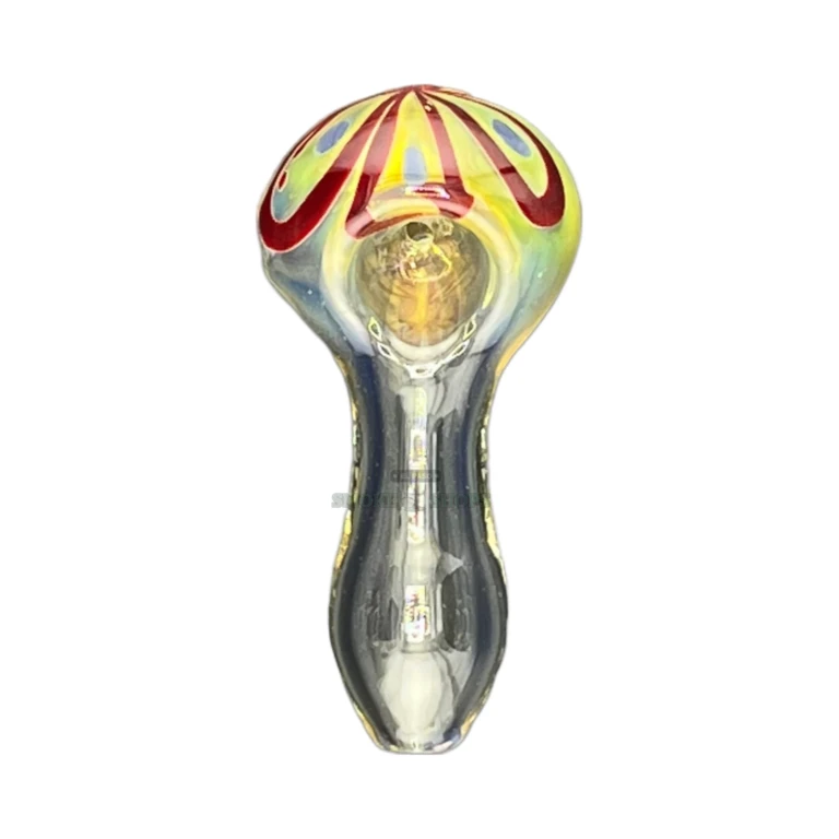 Clover Flower Seed glass spoon pipe top view in El Paso, floral dots inside clear glass, hand pipe el paso