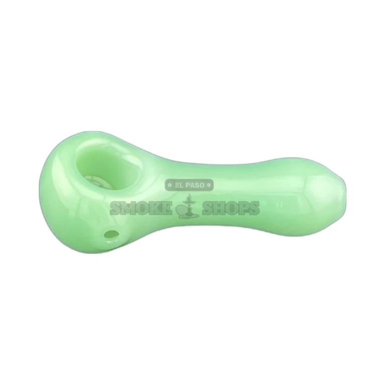 Clover Frosted Lucky glass spoon pipe side view in El Paso, matte frosted finish, glass hand pipe near me