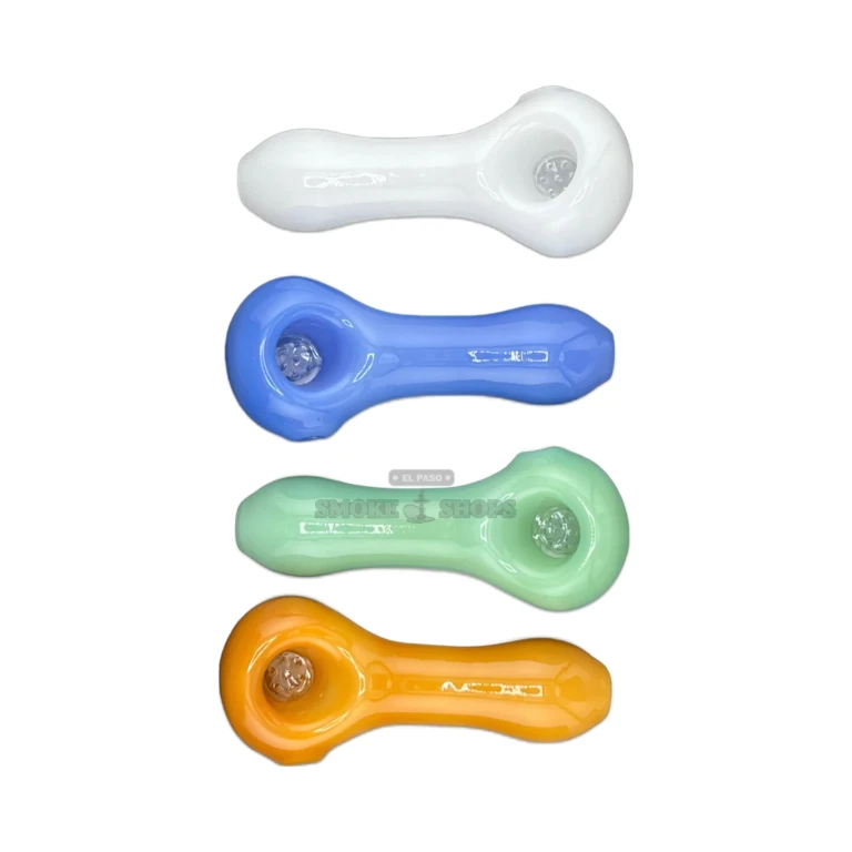 Clover Frosted Lucky glass hand pipe in El Paso, frosted finish with a clover accent, glass pipe near me