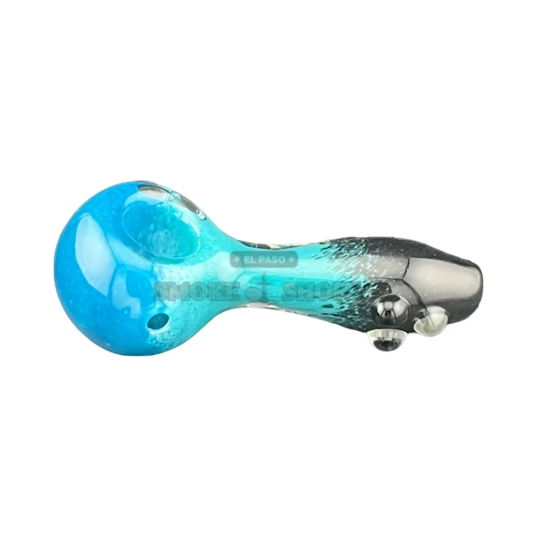 Clover NebTitan glass spoon pipe side view in El Paso, gradient body with bumped texture, hand pipe near me