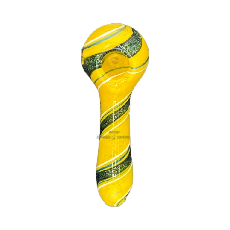 Clover Packer Stripes borosilicate hand pipe mouthpiece in El Paso, about 114 mm long with a left-side carb, glass pipe