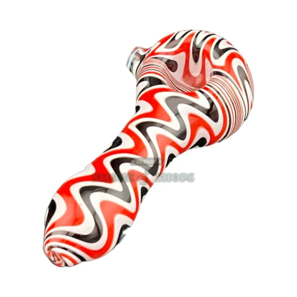 Clover Piperoo glass spoon hand pipe in El Paso, black white and red wig wag pattern, same-day pickup