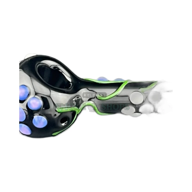 Clover Six Petal Flower glass pipe side view in El Paso, spoon body with flower, hand pipe near me