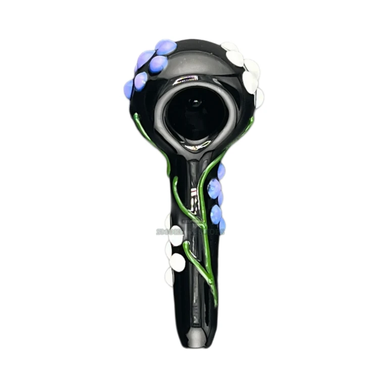 Clover Six Petal Flower hand pipe standing upright in El Paso, flower spoon design, glass pipe near me