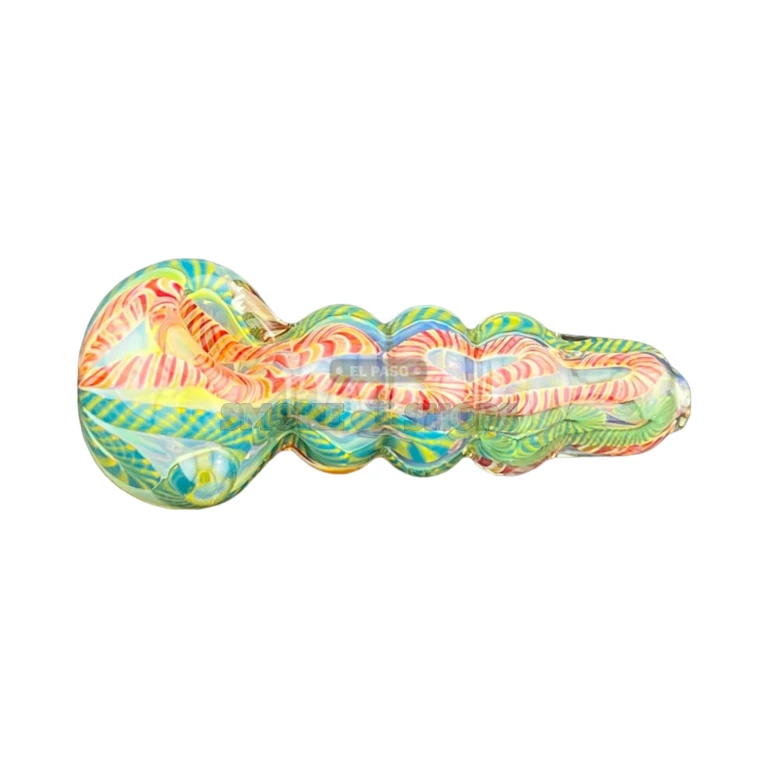 Clover Stubby Caterpillar glass pipe side view in El Paso, thick stubby spoon about 95 mm long, hand pipe near me