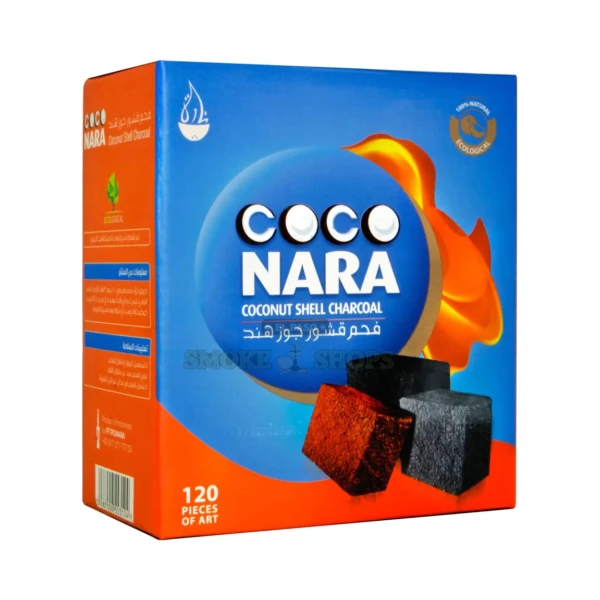 Coco Nara 120 piece natural coconut hookah coal box in El Paso, flat pieces, low ash, same-day pickup