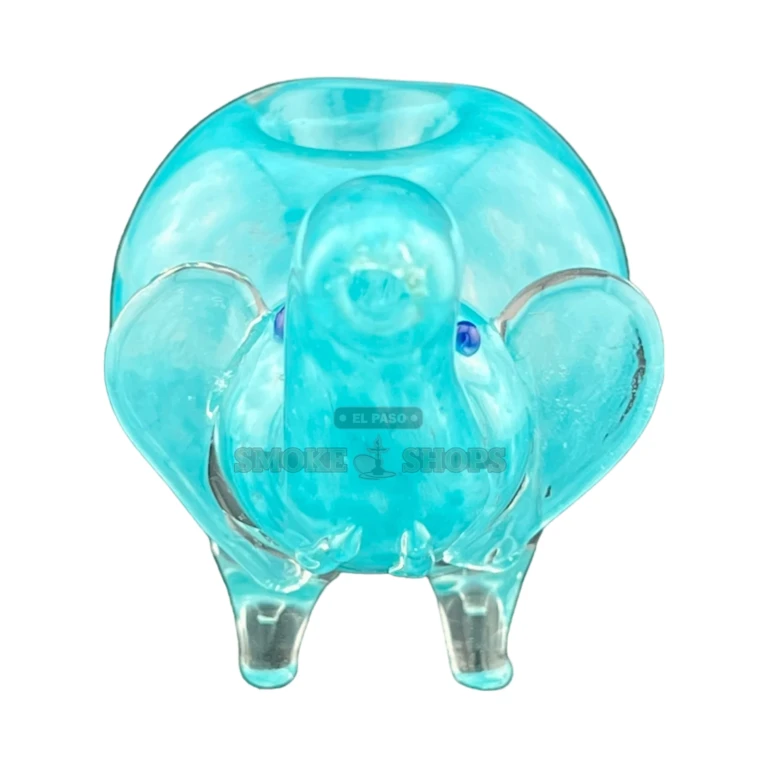 Colored Elephant glass pipe bowl close-up in El Paso, wide 20 mm bowl for tobacco use, El Paso Smoke Shops