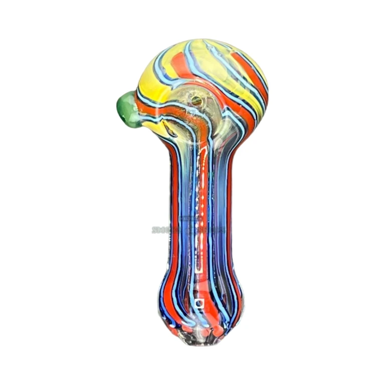 Colored Lines borosilicate hand pipe mouthpiece in El Paso, about 95 mm long with a left-side carb, glass pipe