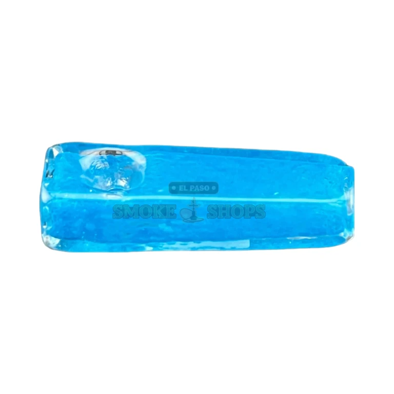 Colorful Pickle glass pipe side view in El Paso, slim full-color body, hand pipe near me
