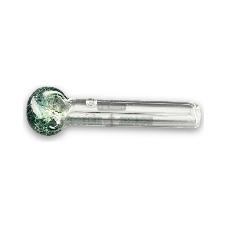 Speckled Bowl glass pipe side view in El Paso, low-profile spoon about 102 mm long, glass hand pipe near me