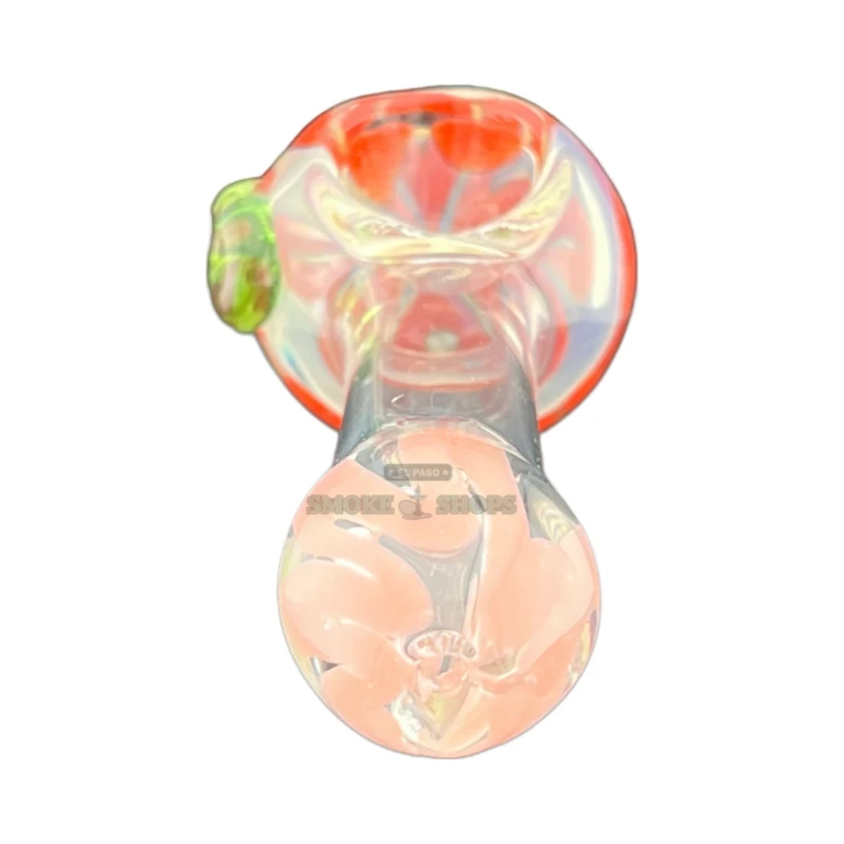Coral glass pipe bowl close-up in El Paso, deep 20 mm bowl for tobacco use, El Paso Smoke Shops