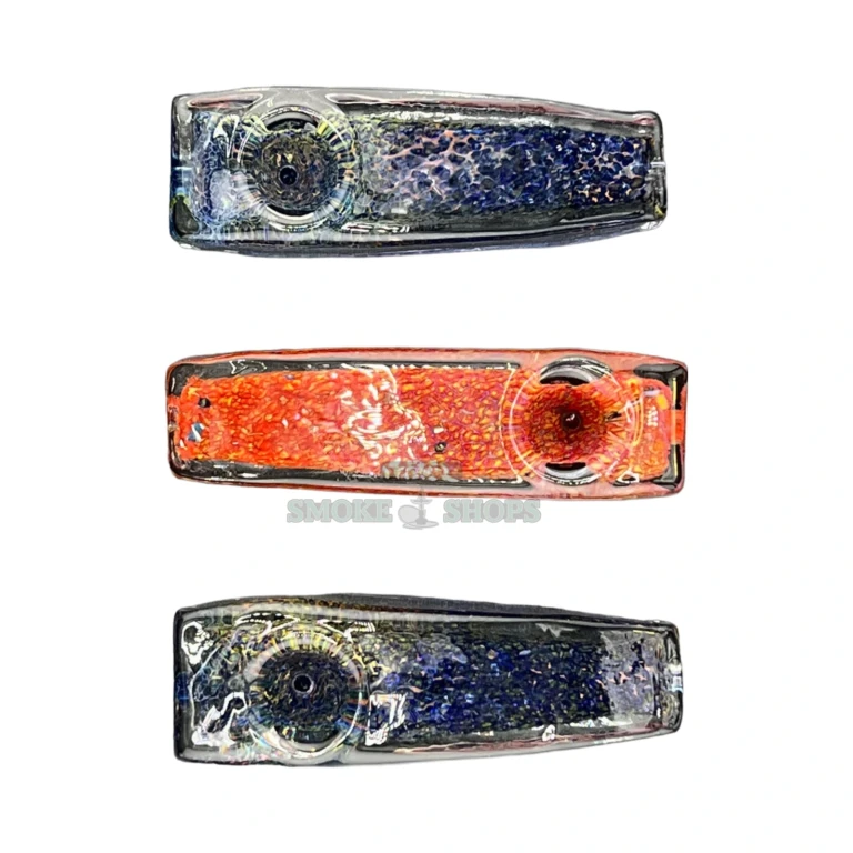 Dark Brick borosilicate hand pipe in El Paso, about 55 grams with a dark pattern, glass pipe near me